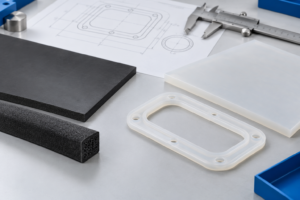 Sampel gasket EPDM vs silicone di meja kerja teknik