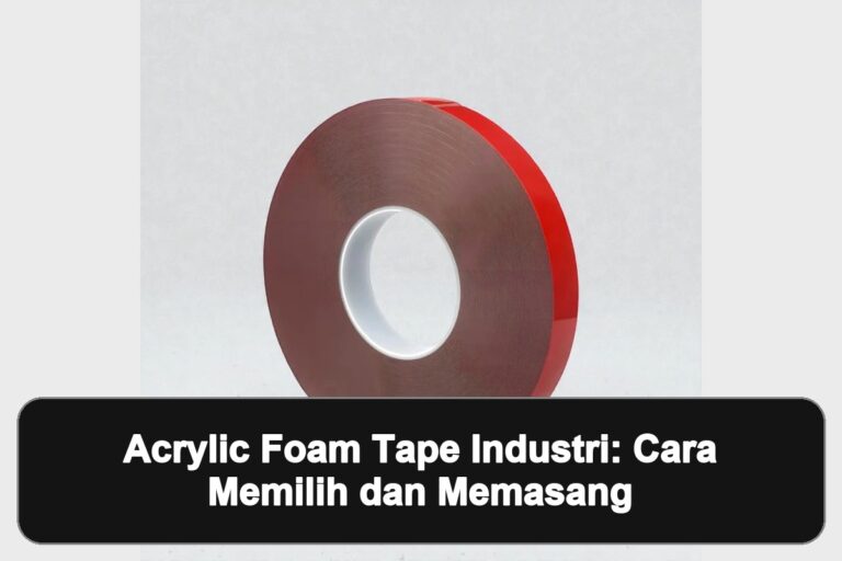 Acrylic Foam Tape Industri: Cara Memilih dan Memasang 15 acrylic foam tape industri: Gambar andalan bertema acrylic foam tape untuk penyambungan material dengan panel hitam berisi judul artikel.
