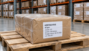 Jangan Asal Simpan, Ini Cara Menjaga Kondisi Kertas dan Karton di Gudang 3 Kertas HVS dibungkus plastik dan diberi label untuk penyimpanan di gudang